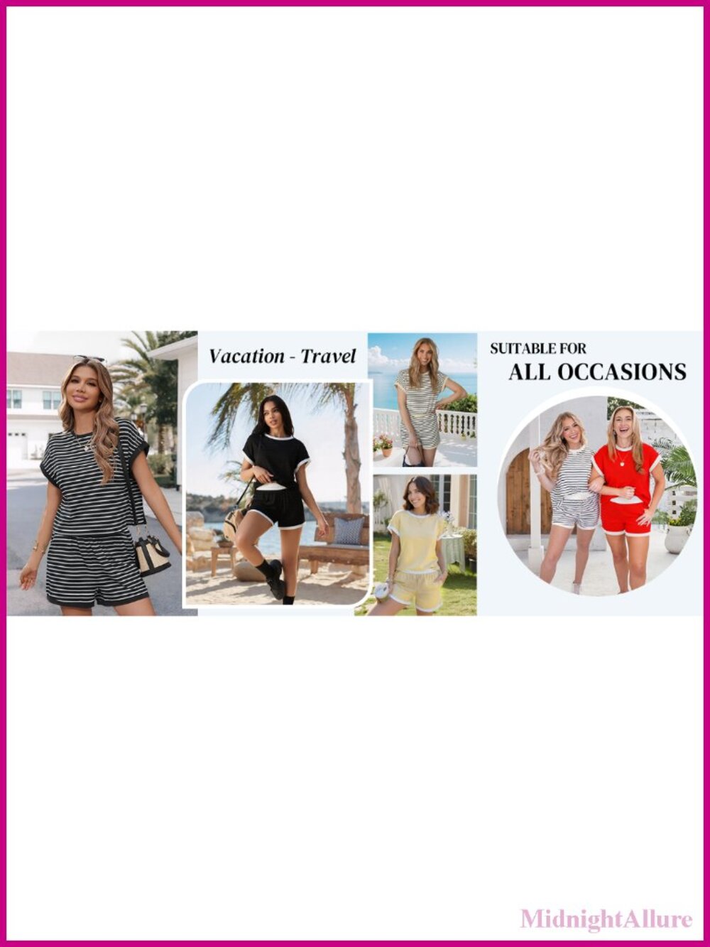 Women Summer Lounge Short Sets Crew Neck Sweatsuit - Picture 6 of 6